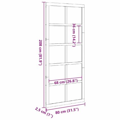 Врата за плевня Бяло 80 x 210 cm Борово дърво масив