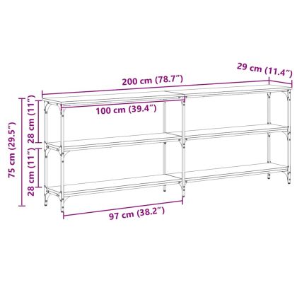 Конзолна маса Черен дъб 200 x 29 x 75 cm