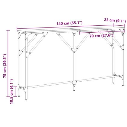 Конзолна маса Черен дъб 140 x 23 x 75 cm