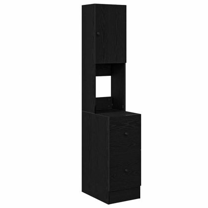 Кухненски шкаф с чекмедже с рафт Черен дъб Инженерно дърво