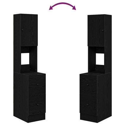 Кухненски шкаф с чекмедже с рафт Черен дъб Инженерно дърво