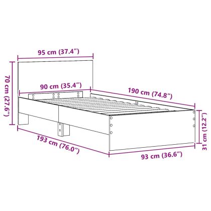 Рамка за легло Старо дърво 90 x 190 cm Инженерно дърво