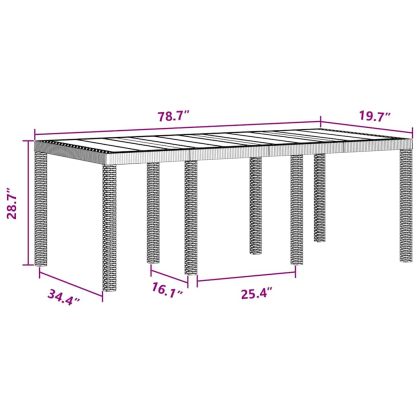 Градинска маса за хранене Кафяво 200 x 100 x 73 см полиратан