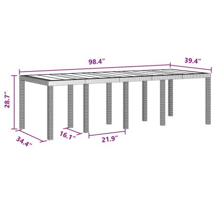 Градинска маса за хранене Кафяво 250 x 100 x 73 см полиратан
