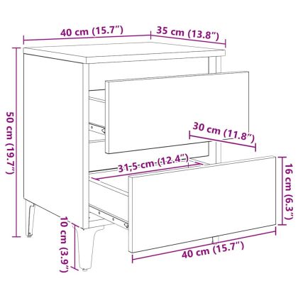 Нощен шкаф 2 pcs Старо дърво 40 x 35 x 50 см Инженерно дърво