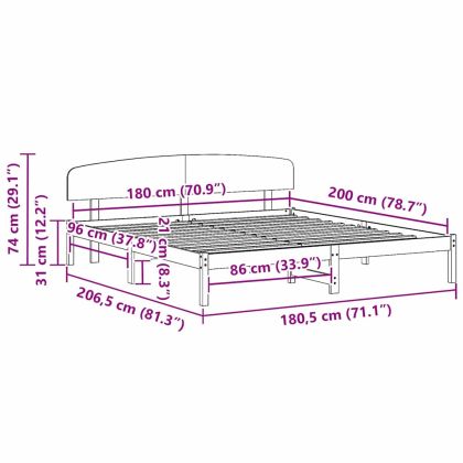 Рамка за легло Естествен 180 x 200 cm Солидно борово дърво