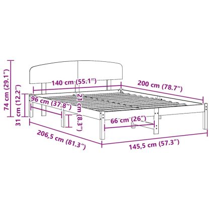 Рамка за легло с таблото Кафяво с восъчно покритие 140 x 200 cm