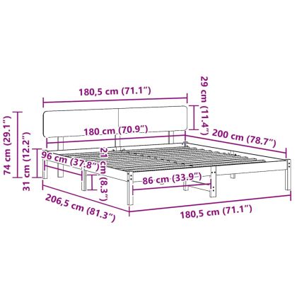 Рамка за легло с таблото Кафяво с восъчно покритие 180 x 200 cm