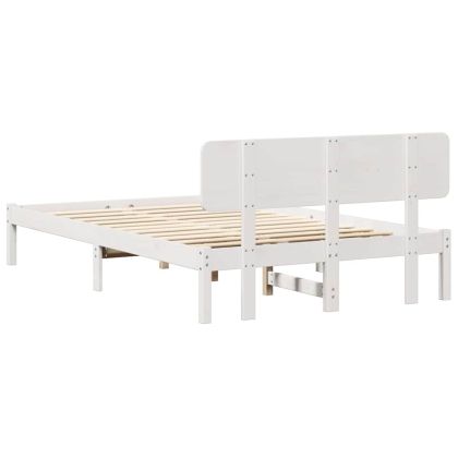 Рамка за легло с таблото Бяло 135 x 190 cm Солидно борово дърво