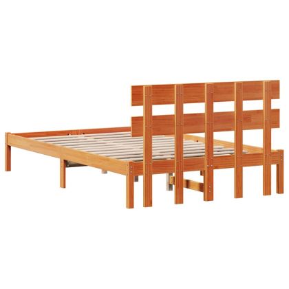 Рамка за легло Кафяво 135 x 190 cm Масивна борова дървесина