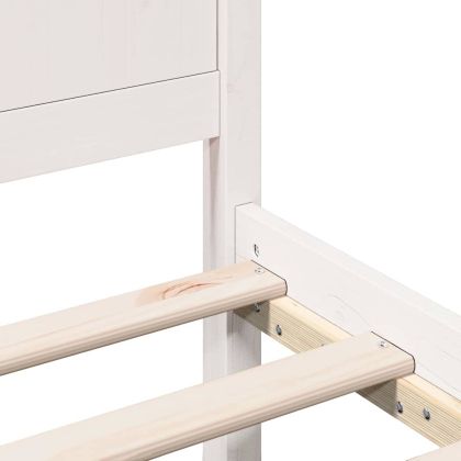 Рамка за легло Бяло 135 x 190 cm Масивна борова дървесина