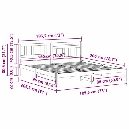 Рамка за легло Кафяво 180 x 200 cm Солидно борово дърво