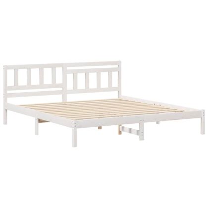 Рамка за легло с таблото Бяло 180 x 200 cm Солидно борово дърво