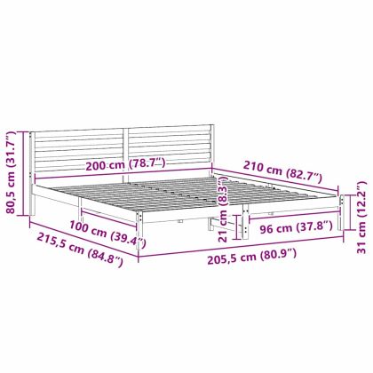 Рамка за легло с таблото Кафяво с восъчно покритие 200 x 210 cm