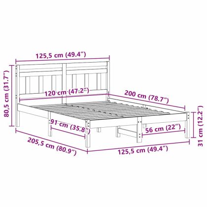 Рамка за легло Кафяво 120 x 200 cm Солидно борово дърво