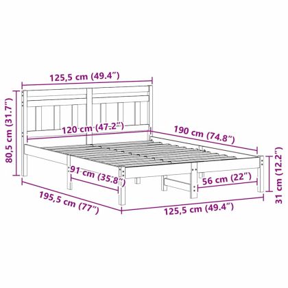 Рамка за легло Бяло 120 x 190 cm Солидно борово дърво