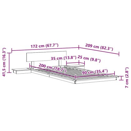 Рамка за легло с таблото Кафяво 90 x 200 cm Дърво