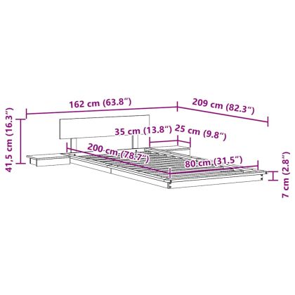 Рамка за легло Кафяво 80 x 200 cm Дърво