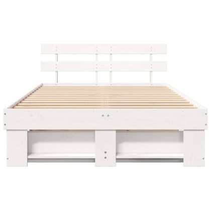 Рамка за легло с таблото Бяло 140 x 190 cm Солидно борово дърво