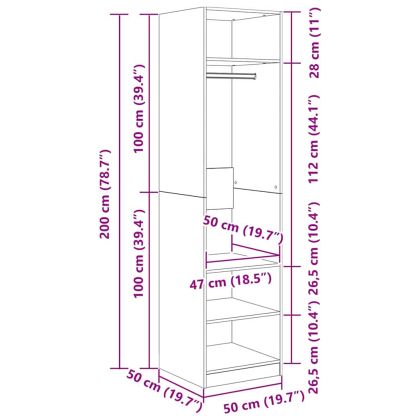 Гардероб с рафт Дъб 50 x 50 x 200 cm Инженерно дърво