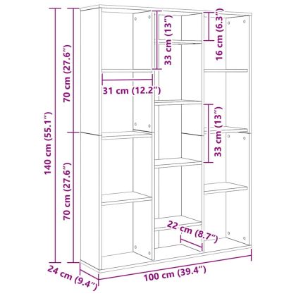 Разделител за стая Черния дъб 100 x 24 x 140 см Инженерно дърво