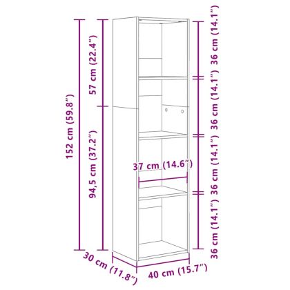 Рафт за книги Черния дъб 40 x 30 x 152 см Инженерно дърво