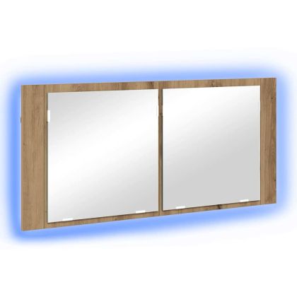 LED Огледало за Съхранение с рафт дъб артизан 100 x 12 x 45 см