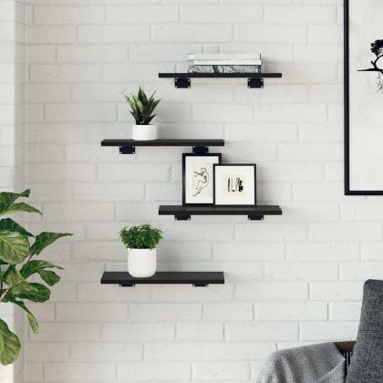 Етажерка Борд 4 pcs Черно 40 x 20 x 1,5 cm Инженерно дърво