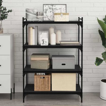 Етажерка Борд 4 pcs Черно 80 x 40 x 1,5 cm Инженерно дърво