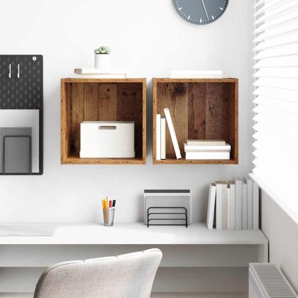 Стенен шкаф 2 pcs Старо дърво 37 x 37 x 37 см Инженерно дърво