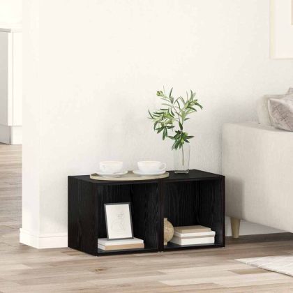 Комплект ТВ шкаф 2 pcs Черно 37 x 35 x 37,5 см Инженерно дърво