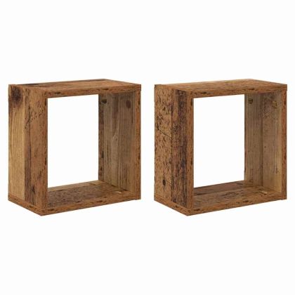 Стени за рафтове с рафт 2 pcs Старо дърво 26 x 15 x 26 cm