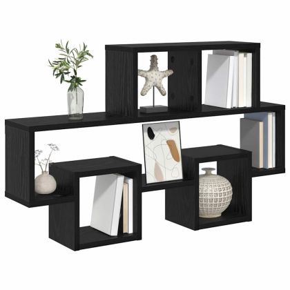 Стенен рафт с рафт Черен дъб 82 x 15 x 51 см Инженерно дърво