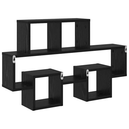 Стенен рафт с рафт Черен дъб 82 x 15 x 51 см Инженерно дърво