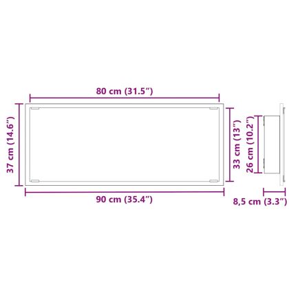 Огледало с огледало Дъб 90 x 8,5 x 37 см Инженерно дърво