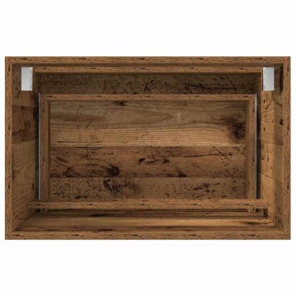 Комплект мебели за баня с чекмедже с огледало 2 pcs Старо дърво