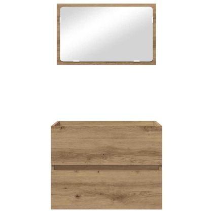 Комплект мебели за баня 2 pcs Дъб Конструирано дърво и метал.