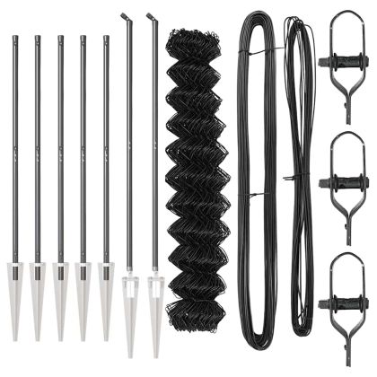 Оградна верига с колони Сив 1.4 x 10 m Стомана