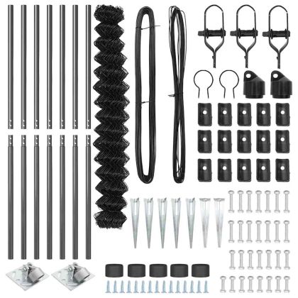 Оградна верига с колони Сив 1.5 x 10 m Стомана