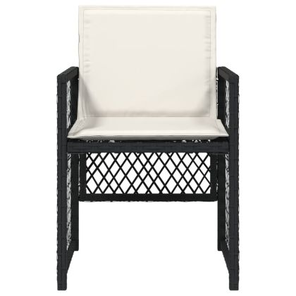 Градински столове с възглавници, 4 бр, черен, полиратан