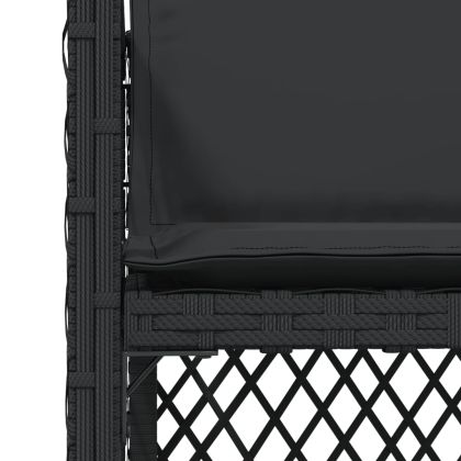 Градински столове с възглавници, 4 бр, черен, полиратан