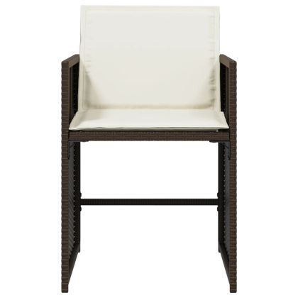 Градински столове с възглавници, 4 бр, кафяви, полиратан