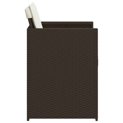 Градински столове с възглавници, 4 бр, кафяви, полиратан