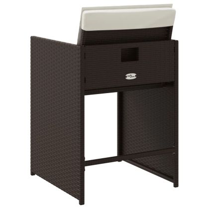 Градински столове с възглавници, 4 бр, кафяви, полиратан