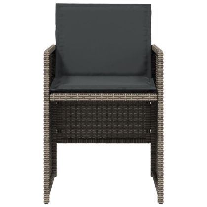 Градински трапезен комплект 5 части с възглавници сив полиратан