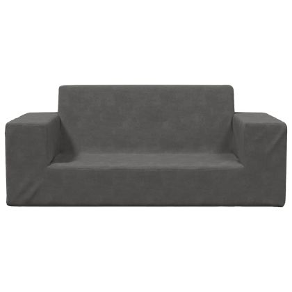 2-местен детски диван, антрацит, мек плюш