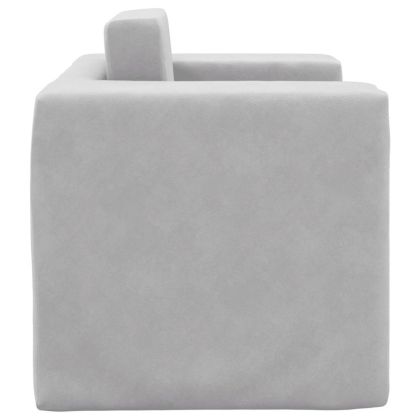 Детски диван-легло светлосив мек плюш