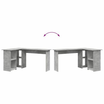 Бюро с рафт Циментено сиво 142 x 102 x 73 см Инженерно дърво