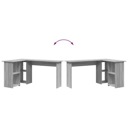 Бюро с рафт Сив Сонома 142 x 102 x 73 см Инженерно дърво