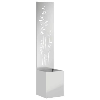 Градинска саксия с декоративна панел Сребрист 32 x 140 см